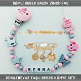 Sahi Aksesuar İsimli Bebek Emzik Zinciri ve İsimli Bebek Künye Seti BEZYI659
