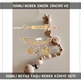 Sahi Aksesuar İsimli Bebek Emzik Zinciri ve İsimli Bebek Künye Seti BEZYI695