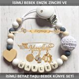 Sahi Aksesuar İsimli Bebek Emzik Zinciri ve İsimli Bebek Künye Seti BEZYI703