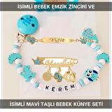 Sahi Aksesuar İsimli Bebek Emzik Zinciri ve İsimli Bebek Künye Seti BEZYI756