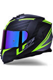 Storm 2 Nerve Neon Sarı  Kapalı Motosiklet Kaskı Gökküşağı Camlı