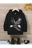 Erkek Çocuk Aslan Baskılı Kapüşonlu Sweatshirt