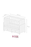 Anne Yanı Sallanır Bebek Beşiği, Gri Uyku Setli, Yataklı, Çekmeceli 60 X 120