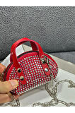 Taşlı Mini Çapraz Çanta Zincir Askılı 10x7 Cm