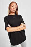 Sportswear Oversized T-shirt Unisex Nakış Swooslu Siyah Tişört