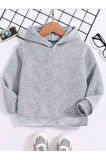 Kız\Erkek Çocuk Gri Bilardo Topu Sırt Baskılı Kapşonlu Sweatshirt