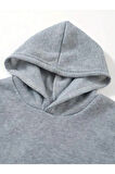 Kız\Erkek Çocuk Gri Bilardo Topu Sırt Baskılı Kapşonlu Sweatshirt