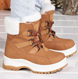 Vicco Alexis Hafif Unisex Fermuarlı Kahverengi Kürklü Kışlık Çocuk Botu