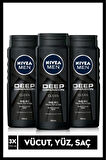 Nivea Men Erkek Duş Jeli Deep Dimension 500 ml x3 Adet