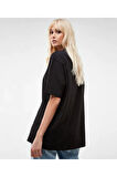 Unisex Siyah Bisiklet Yaka Oversize T-shirt