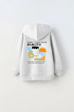 Kapüşonlu İçi Polar Shape Your Own Reality Baskılı Beyaz Unisex Çocuk Hoodie Sweatshirt