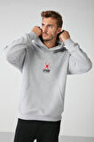 LUNAVISITA Unisex Siyah Spirit Baskı Oversize Kapşonlu Sweatshirt