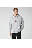 LUNAVISITA Unisex Siyah Spirit Baskı Oversize Kapşonlu Sweatshirt