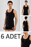 Tutku 0102 (3XL-6- BEDEN) (6 ADET) SİYAH Ribana  LİKRALI  klasik Erkek Pamuklu Penye Atlet