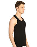 Tutku 0102 (3XL-6- BEDEN) (6 ADET) SİYAH Ribana  LİKRALI  klasik Erkek Pamuklu Penye Atlet