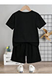 Çocuk Tasarım NY Araba Baskılı T-Shirt Şort Alt Üst Takım %100 Pamuk
