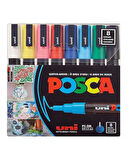 Uni Posca Su Bazlı Marker Seti 8li Ana Renkler 0.9 1.3mm PC3M