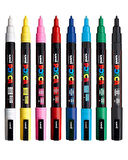 Uni Posca Su Bazlı Marker Seti 8li Ana Renkler 0.9 1.3mm PC3M