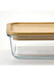 365+ Cam saklama kabı-bambu 1lt Dikdörtgen