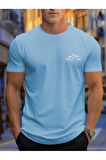 Unisex Dağ Baskılı Oversize T-shirt