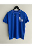 Oversize Hey It's Me Baskılı Siyah Tshirt