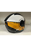 KASK LS2 AIRFLOW 2 COVER SİYAH-BEYAZ-GOLD PARLAK