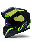 Storm 2 Nerve Neon Sarı  Kapalı Motosiklet Kaskı Gold Camlı