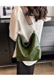 Kadınlar için Vintage Crossbody Büyük Kapasiteli Hobo Çanta Moda PU Omuz Çantası