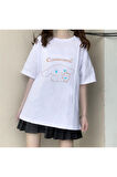 Daily Bear & Cinnamoroll Beyaz Unisex Oversize T-shirt