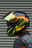 Stream Evo Reflex Mavi Turuncu Kask + Dahili Bluetooth Kulaklık