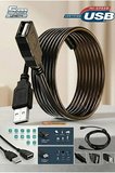 Yeni 2026 - 5 Metre Usb Uzatma Kablosu 2.0 Yüksek Hızlı Tak Çalıştır Veri Aktarım Kablosu Pc Kamera Yazıcı Klavye Mouse Uyumlu Güçlü Kararlı Bağlantı Kablosu Sürücüsüz Siyah