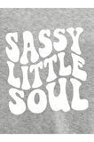 Kız\Erkek Çocuk Gri Little Soul Baskılı Kapşonlu Eşofman Takımı