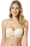 Kadın Bej Balenli Micro Kaplı Straplez Boş Kap Sütyen 7035