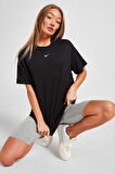 Sportswear Oversized T-shirt Unisex Nakış Swooslu Siyah Tişört
