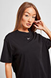 Sportswear Oversized T-shirt Unisex Nakış Swooslu Siyah Tişört
