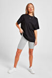 Sportswear Oversized T-shirt Unisex Nakış Swooslu Siyah Tişört