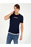 Lacivert Slim Fit Bisiklet Yaka T-shirt