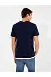 Lacivert Slim Fit Bisiklet Yaka T-shirt
