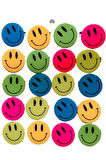 Neon Smiley Rozet - 20 Adet