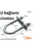 4 Adet U Civata Bağlantı Elemanı M-12 U Montaj Aparatı 16cm Boru Montaj Duble Büyük Boy