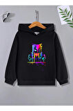 Çocuk Tasarım Brawl Stars Boyacı Renkli Baskılı Kapüşonlu Sweatshirt Pamuklu