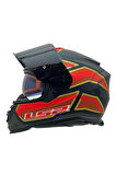 STORM 2 FOGGY MAT SİYAH-KIRMIZI KASK SİYAH CAM