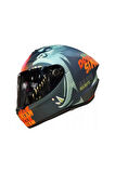 Draken SIMIAN B4 MATT FLUOR ORANGE. ''2 Vizörlü'' + Matt Motosiklet Kapalı Kask S