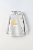 Kapüşonlu İçi Polar Great Day Coming Yazı Baskılı Beyaz Unisex Çocuk Hoodie Sweatshirt