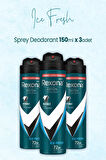 Men Invisible Ice Fresh Erkek Sprey Deodorant 3 X 150 ml