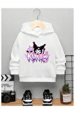 Çocuk Tasarım Kuromi Grafiti Baskılı Kapüşonlu Sweatshirt Pamuklu