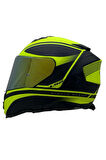 STORM 2 DODGER MAT SİYAH-NEON SARI KASK MAVİ CAM