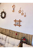Dekoratif Ahşap Boncuklu 3 Lü Set Yıldız Balkon Mutfak Salon Bebek Odası Duvar Süsü Kahve Köşesi