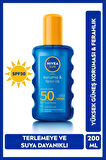 SUN SPF50 Koruma ve Ferahlık Güneş Spreyi 200 ml, Terlemeye Ve Suya Dayanıklı,Transparan