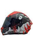 AXXIS DRAKEN S TROOPER E5 MAT KIRMIZI  DESENLİ MOTOSİKLET KASKI ÇİFT VİZÖRLÜ